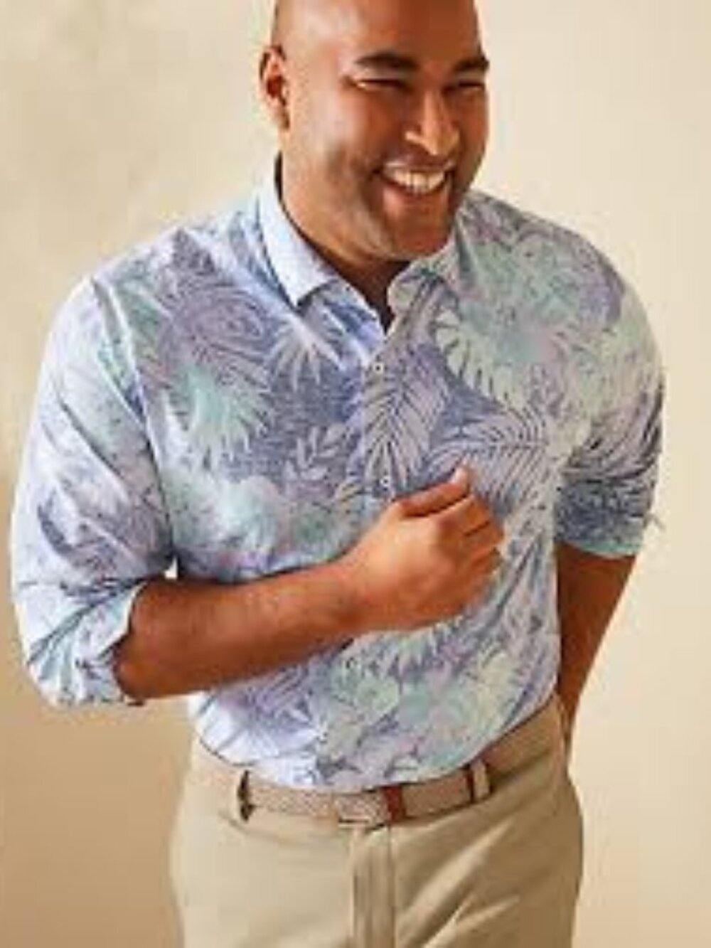 Tommy Bahama Siesta Key Nylon Performance Palmetto Blues Island Zone Shirt XL